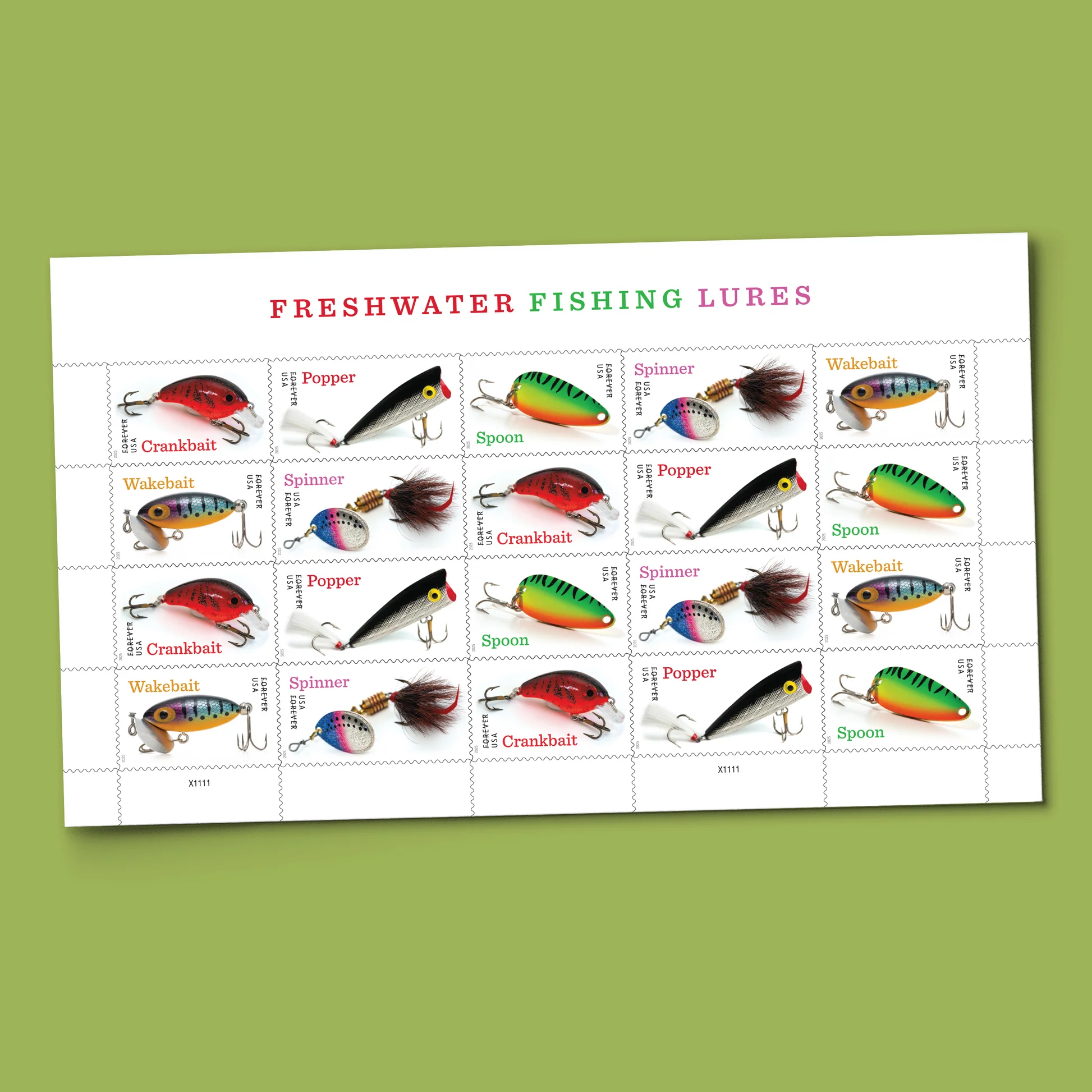 freshwater-fishing-lures-2025-forever-stamps-histamps (2) Freshwater Fishing Lures 2025- USPS Forever Stamps(Sheets) - Image 1