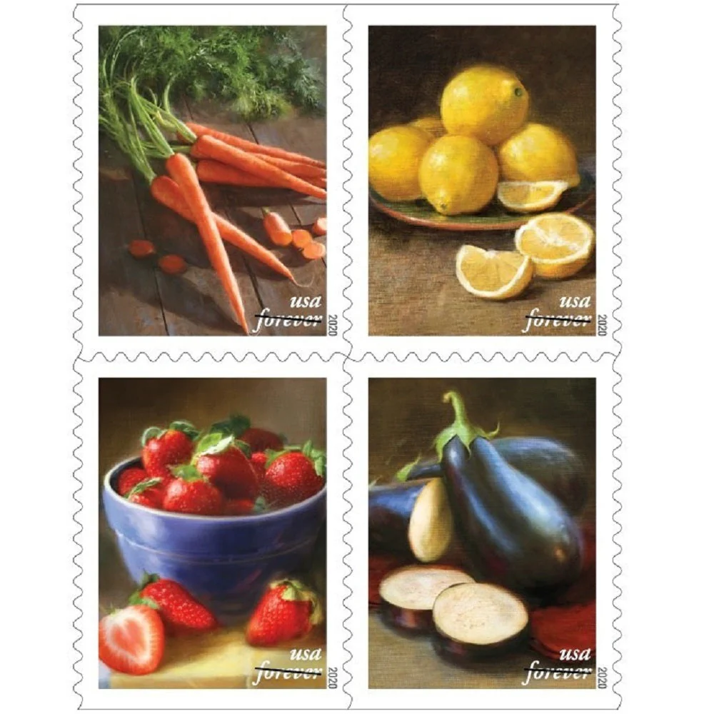 fruits-and-vegetables-2020-forever-stamps-histamps (2) Fruits and Vegetables 2020- USPS Forever Stamps(Books) - Image 1