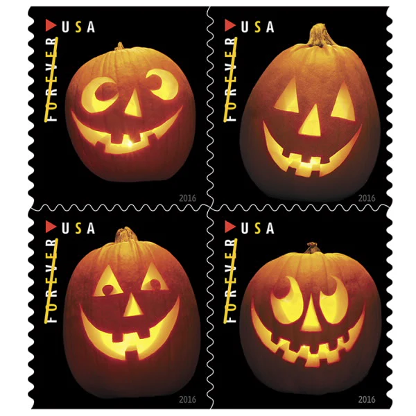 jack-o’-lanterns-2016-forever-stamps-histamps (1) Jack-O’-Lanterns 2016- USPS Forever Stamps(Books) - Image 1