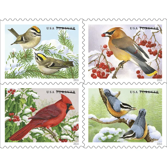songbirds-in-snow-2016-forever-stamps-histamps (2) Songbirds in Snow 2016- USPS Forever Stamps(Books) - Image 1